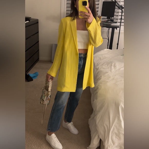 LAPOINTE NWOT silk blend yellow Single Breasted Blazer - Picture 4 of 16